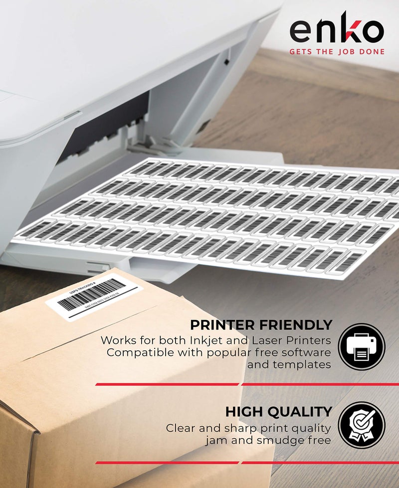 enKo Products enKo 3-1/2 x 5 inches Label - White Blank - 4 Up Per Sheet Shipping Address Mailing Labels for Laser Inkjet Printer (300 Sheets, 1200 Labels) - Image 4